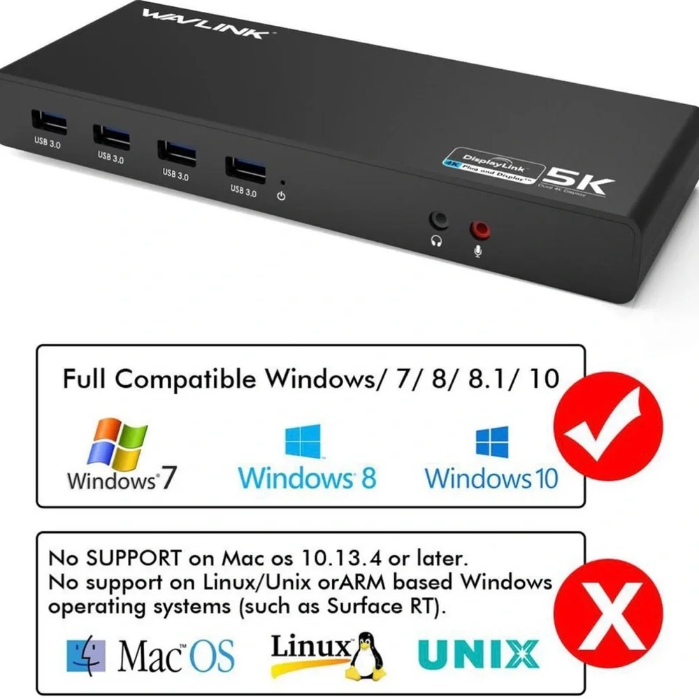 Wavlink UG69DK1 USB-C Dual 4K Docking Station - NWT